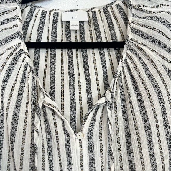 J.Jill Striped Cotton Woven Peasant Button-Up Peplum Hem Tunic – Size Medium - Picture 5 of 6